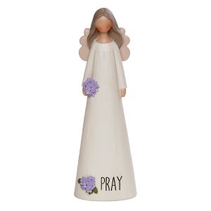 Pray Angel with Purple Flowers