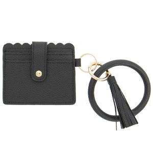ID Wallet with Key Ring Bangle - Black