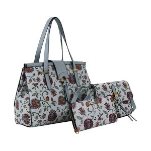 3-Piece Purse Set with Wallet and Crossbody Bag - Blue Floral