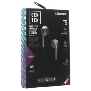 Gen Tek T5 Bluetooth Metallic Earbuds - Iridescent