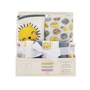 9-Piece Hooded Towel & Wash Cloth Set - Yellow Lion