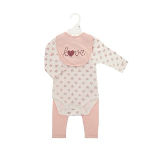 3-Piece Baby Longsleeve Bodysuit Set - Love