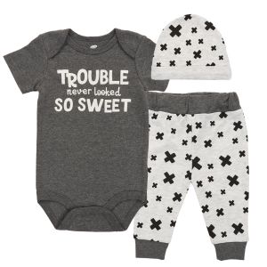 3-Piece Baby BodySuit Set - Trouble Never Looked So Sweet
