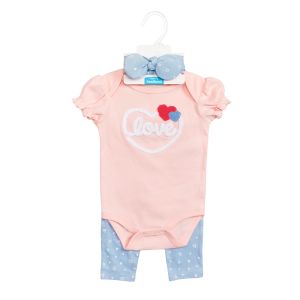 3-Piece Baby Bodysuit Set - Love