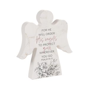 Angel Shaped Wood Sign - He Will Order