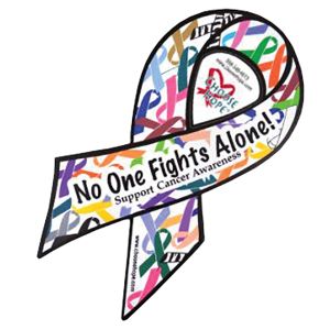 No One Fights Alone - Multi-Ribbon Car Magnet - Cancer Awareness