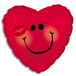 Heart Shape Smiley Kissy Face Foil Balloon