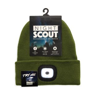 Night Scout Rechargeable LED Beanie - Army Green
