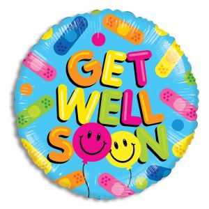 Get Well Soon Smiley Faces and Bandages Balloon - Bagged