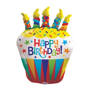 36 Inch Jumbo Gellibean Balloon - Birthday Cupcake