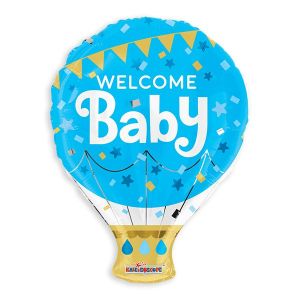 Welcome Baby Hot Air Balloon Foil Balloon - Boy