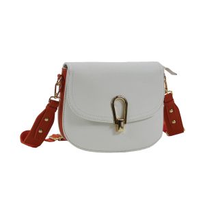 Two-Tone Purse With Crossbody Strap - White