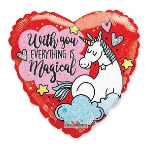 With You Everything Is Magical Unicorn Foil Balloon - Bagged