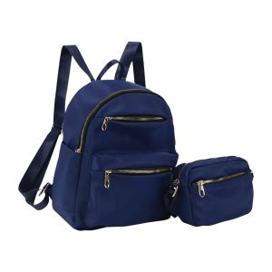 2-Piece Nylon Backpack with Crossbody - Navy