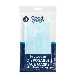 3-Ply Face Mask with Elastic Ear Loops - 5 Count - Blue