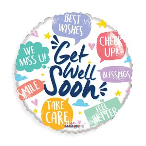 Get Well Soon Phrases Foil Balloon - Bagged
