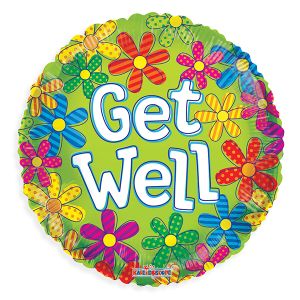 Get Well Flowers Foil Balloon - Bagged