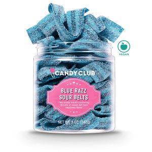 Candy Club Blue Razz Raspberry Sour Belts - 5oz