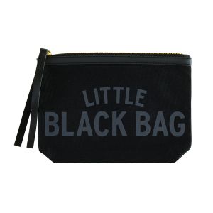 Hold Everything Black Canvase Zip Pouch - Little Black Bag