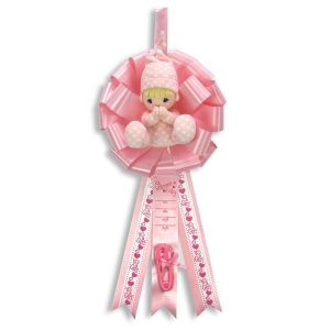 Baby Birth Announcement Ribbon with Plush Precious Moments Doll - It's a Girl
