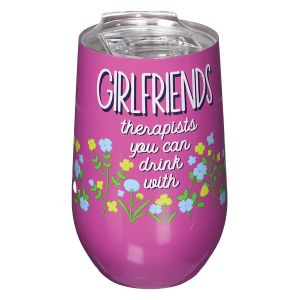 Stainless Steel Wine Tumbler - Girlfriends-Therapists
