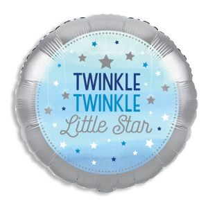 Twinkle Twinkle Little Star Blue Foil Balloon - Bagged