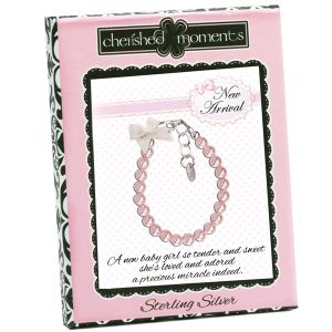 Sterling Silver Pink Swarovski Pearl Baby Bracelet