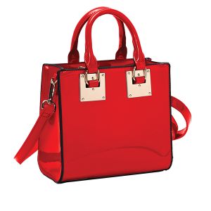 Vegan Patent Leather Purse With Gold-Tone Hardware - Red