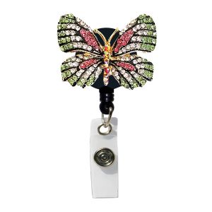 Rhinestone Retractable Badge Reel - Butterfly