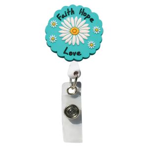 3D Rubber Retractable Badge Reel - Faith Hope Love