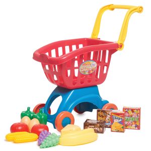 Toy Chef Shopping Cart With Fruit Set For Kids