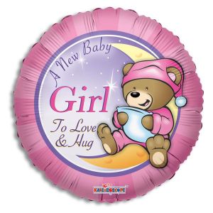 A New Baby Girl Bear Foil Balloon - Bagged