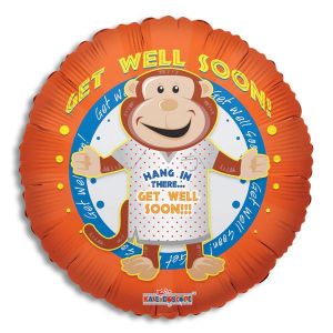 Get Well Soon Monkey Foil Balloon - Bagged