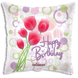 Happy Birthday Tulips Foil Balloon - Bagged
