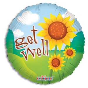 Get Well Sunflowers Foil Balloon - Bagged
