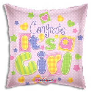 Congrats It's a Girl Patchwork Foil Balloon - Bagged