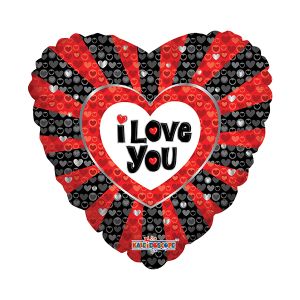 Black and Red I Love You Hearts Foil Balloon