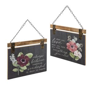 Textured Wood Floral Wall Signs