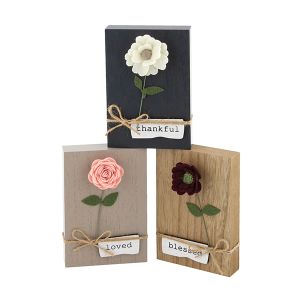 Wood Block Signs with Felt Flowers
