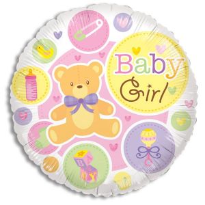 Baby Girl Teddy Bear Gellibean Balloon - Bagged