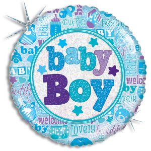 Baby Boy Holographic Balloon - Bagged