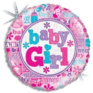 Baby Girl Holographic Balloon