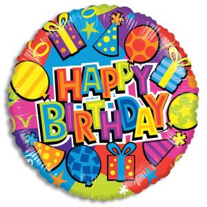 Happy Birthday Festive Elements Gellibean Balloon