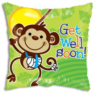 Get Well Soon Monkey Gellibean Balloon - Bagged