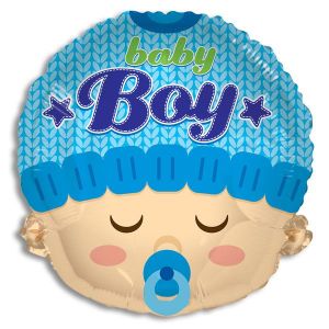 Baby Boy Shaped Head Foil Balloon - Bagged