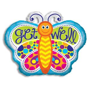 Get Well Butterfly Foil Balloon - Bagged