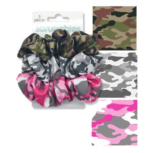 3-Pack Silky Soft Scrunchies - Camo Prints