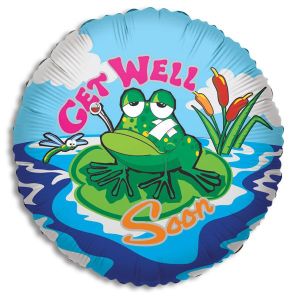 Get Well Frog in Pond Foil Balloon - Bagged