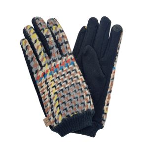 Plaid Touch Gloves - Beige