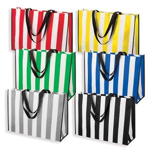 Striped Vinyl Tote Bags